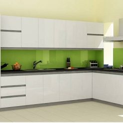 Kính ốp bếp màu xanh 03