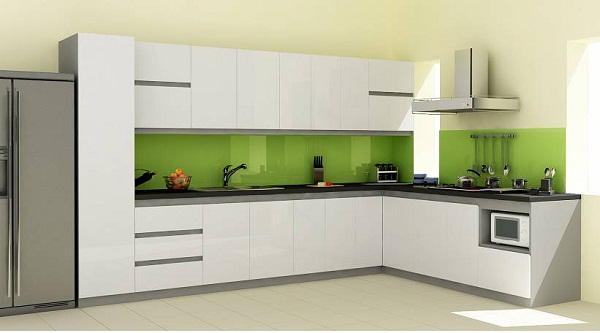 Kính ốp bếp màu xanh 03