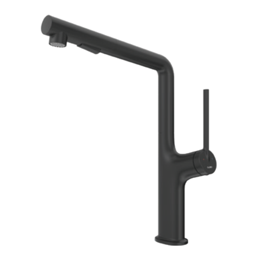 Vòi rửa bát dây rút nóng lạnh màu bạc Niken AMBER KLUGER KLF0001S