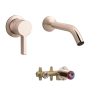 Bộ vòi chậu lavabo Kohler âm tường màu vàng hồng K-77980T-4-RGD