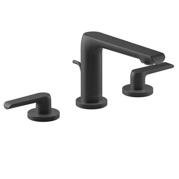 Vòi chậu lavabo vòi bồn tắm 3 lỗ màu đen Kohler K-97352T-4-BL