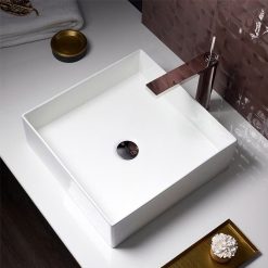 Chậu rửa mặt lavabo đặt bàn vuông thành mỏng Kohler Mica K-90011T-0