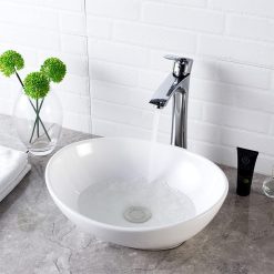 Chậu rửa mặt lavabo dương bàn đá hình ô van KOKKU 376-1