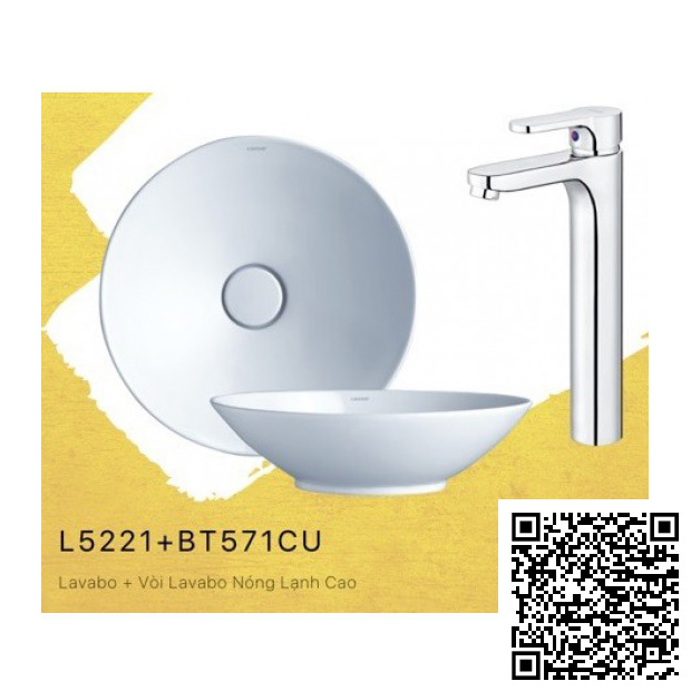 Combo Thiết bị vệ sinh Caesar Lavabo Và Vòi Nóng Lạnh L5221-BT571CU