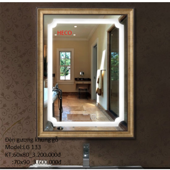 Gương đèn led khung gỗ Heco LG-133