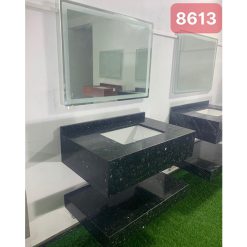 Bộ bàn đá 2 tầng chậu rửa lavabo đá kim sa xanh tự nhiên HM-8613GB