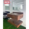 Bộ bàn đá 2 tầng chậu rửa lavabo đá tự nhiên màu sọc dưa xám HM-8611GR