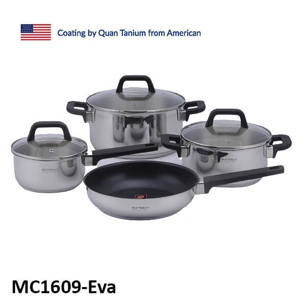 Bộ nồi 3 đáy inox 304 Eurosun MC1609- Eva