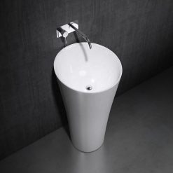 Chậu rửa mặt đá nhân tạo nghệ thuật chân đứng màu trắng Miken GM-3006W