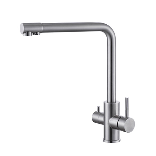 Vòi rửa bát nóng lạnh mạ màu đen kết hợp vòi RO Miken MK-2027BRO