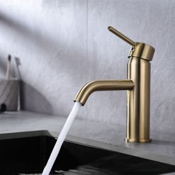 Vòi chậu rửa mặt lavabo mạ màu vàng Miken MK-600015G