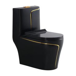 Bồn cầu 1 khối nghệ thuật màu đen Miken MKB-0904BLG