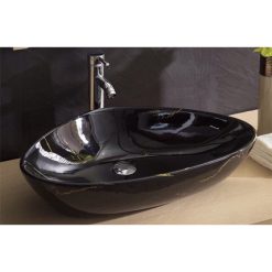 Chậu rửa mặt lavabo dương bàn màu đen vân đá Miken MKC-2203B