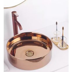 Chậu rửa lavabo nghệ thuật mạ vàng hồng Miken MKC-8195RG