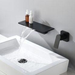 Vòi chậu lavabo vòi bồn tắm âm tường màu đen Miken MKV-600018B