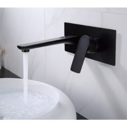 Vòi chậu lavabo âm tường màu đen Miken MKV-600024B