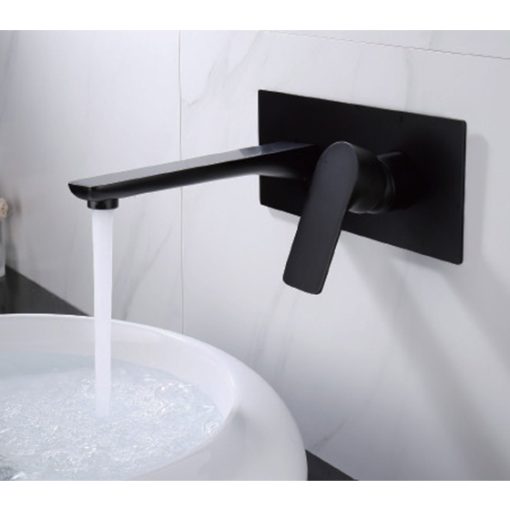 Vòi chậu lavabo âm tường màu đen Miken MKV-600024B