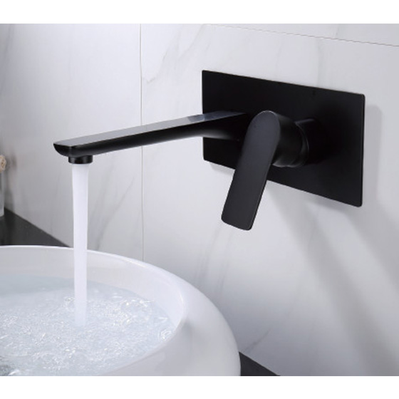 Vòi chậu lavabo âm tường màu đen Miken MKV-600024B