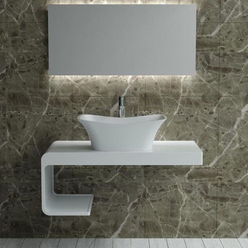 Chậu rửa mặt đá nhân tạo nghệ thuật có bàn màu trắng Miken NST-5836