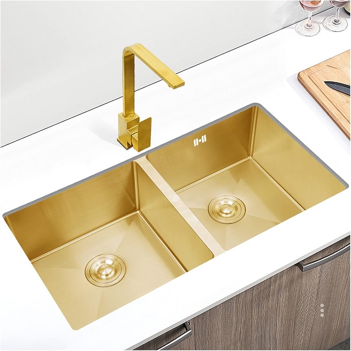 Chậu rửa bát Handmade Inox 304 mạ vàng PVD Miken 1507G