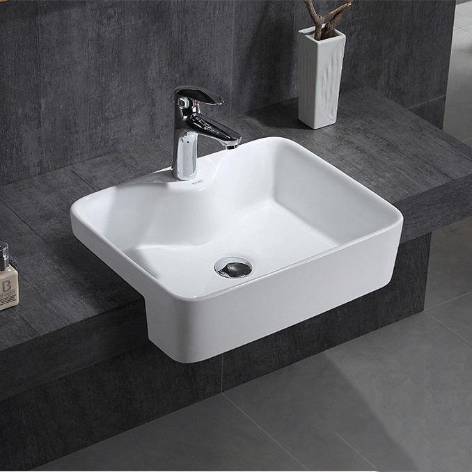 Chậu rửa lavabo bán âm bàn Miken AL-295BW.1