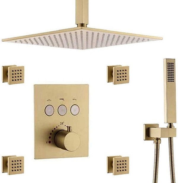 Sen tắm mạ màu vàng âm tường nhiệt độ Miken BUF-PO9