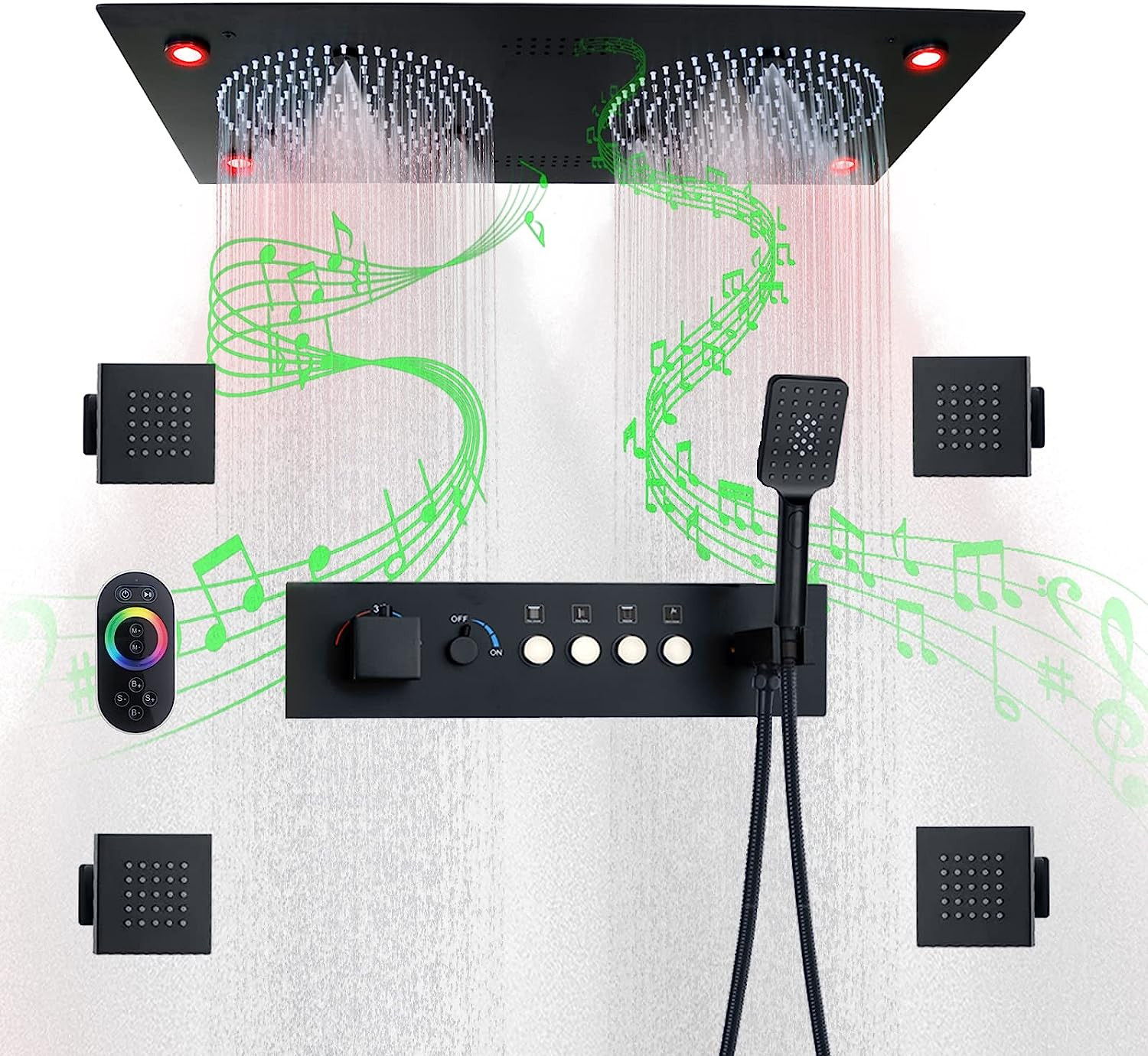 Sen tắm nhiệt độ âm tường màu đen Miken HD-223-0703