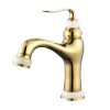 Vòi chậu rửa mặt nóng lạnh 20cm mạ vàng Miken HD-BF03G