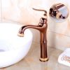 Vòi chậu rửa mặt nóng lạnh mạ vàng hồng Rose Gold Kamada KM - 6212E
