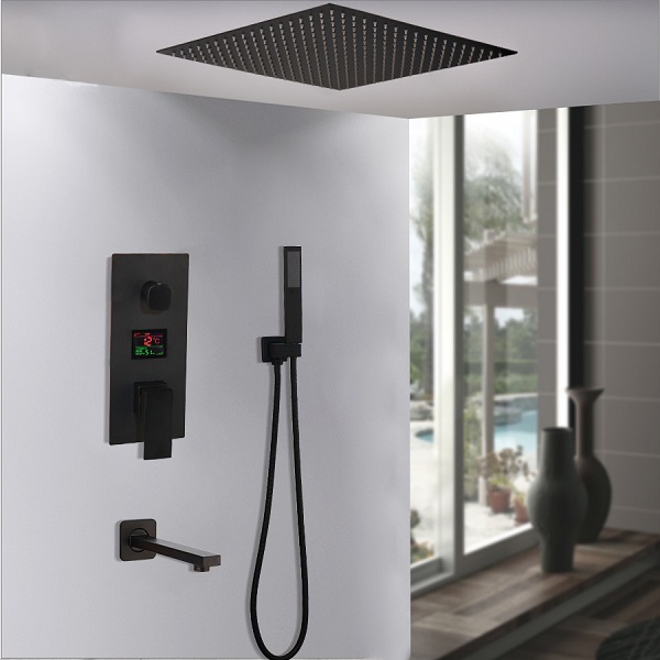 Sen tắm nhiệt độ âm tường màu đen Miken HM-50202-16