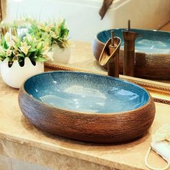 Chậu sứ mỹ nghệ nung màu nghệ thuật Miken Homaya MKC-4834G