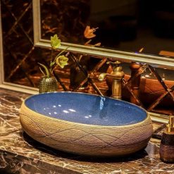 Chậu sứ mỹ nghệ nung màu nghệ thuật Miken Homaya MKC-P1720