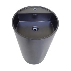 Chậu rửa lavabo màu đen chân đứng nghệ thuật đá nhân tạo Miken KKR-1597