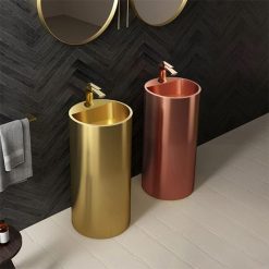 Chậu rửa lavabo chân đứng hình tròn Inox 304 Miken LXL-230224