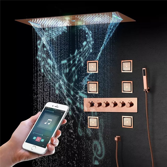 Sen tắm nhiệt độ âm tường màu vàng hồng rose Gold Miken MB530Li