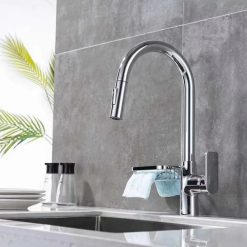 Vòi rửa bát nóng lạnh dây rút Crom Miken MK-008W