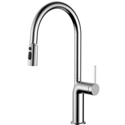 Vòi rửa bát nóng lạnh dây rút mẫu mới mạ Crom Miken MK-1015C