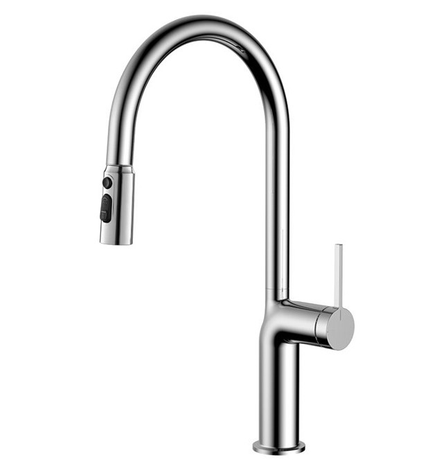 Vòi rửa bát nóng lạnh dây rút mẫu mới mạ Crom Miken MK-1015C