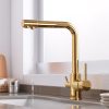 Vòi rửa bát nóng lạnh mạ màu vàng kết hợp vòi RO Miken MK-2027GRO