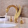 Vòi chậu lavabo vòi bồn tắm 3 lỗ mạ màu vàng dáng thiên nga MK-3301G