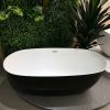Bồn tắm đá nhân tạo solid surface nghệ thuật màu đen trắng Miken MK-6008B