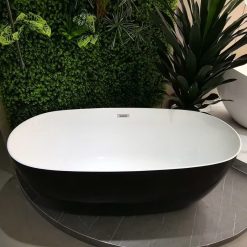 Bồn tắm đá nhân tạo solid surface nghệ thuật màu đen trắng Miken MK-6008B