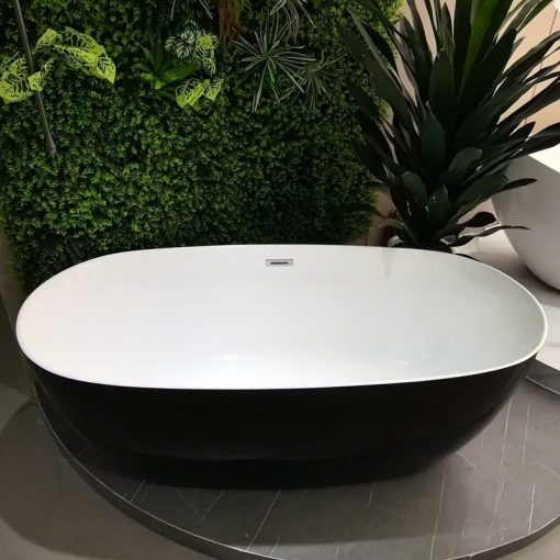Bồn tắm đá nhân tạo solid surface nghệ thuật màu đen trắng Miken MK-6008B