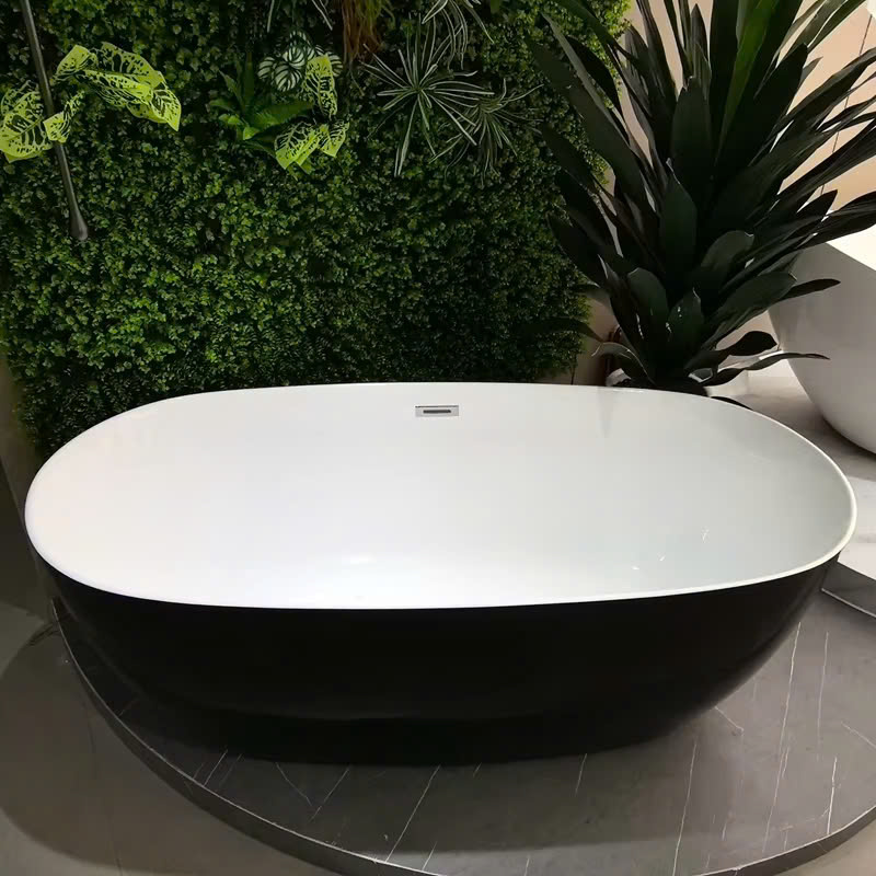 Bồn tắm đá nhân tạo solid surface nghệ thuật màu đen trắng Miken MK-6008B