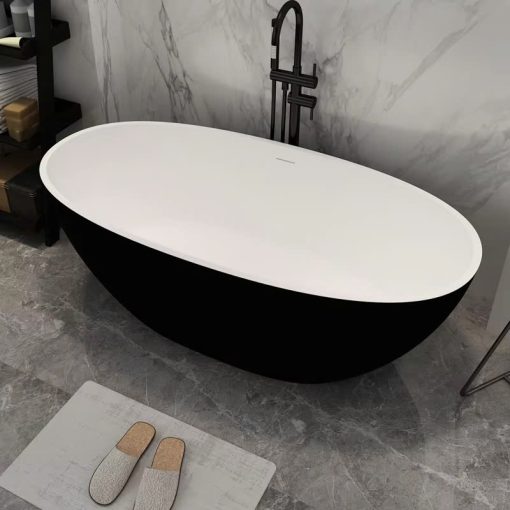 Bồn tắm đá nhân tạo solid surface nghệ thuật màu đen trắng Miken MK-8629B