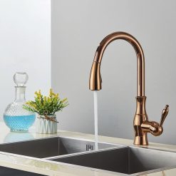 Vòi rửa bát dây rút màu hồng vàng Rose gold Miken MK-9610RG