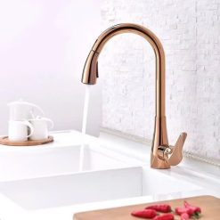 Vòi rửa bát dây rút màu hồng vàng Rose gold Miken MK-9611RG
