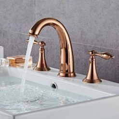 Vòi chậu lavabo vòi bồn tắm 3 lỗ mạ vàng hồng Rose Gold MK-99061GR