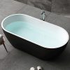 Bồn tắm đá nhân tạo solid surface nghệ thuật màu đen trắng Miken MK-6007B