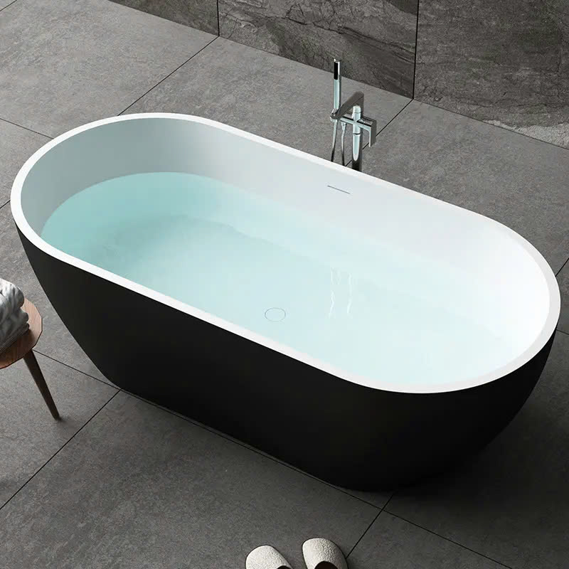 Bồn tắm đá nhân tạo solid surface nghệ thuật màu đen trắng Miken MK-6007B